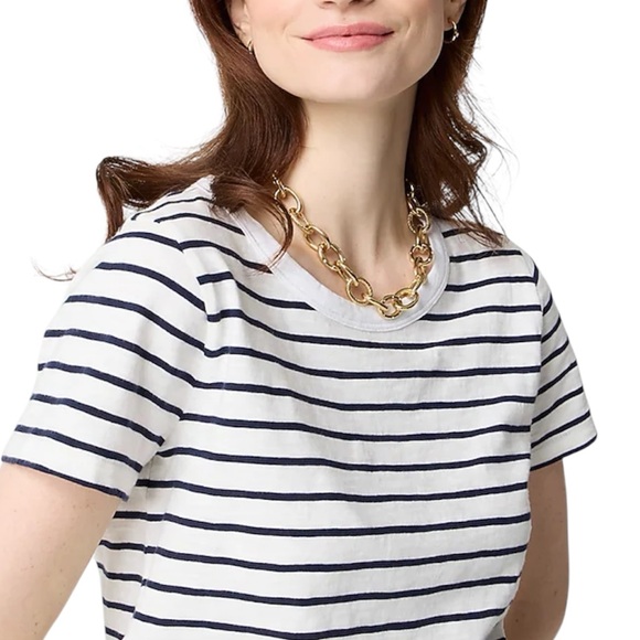 J. Crew Girlfriend Tee Striped Navy and White Short Sleeve Top. Size S. Casual - Picture 4 of 5
